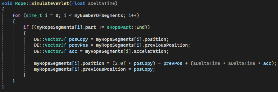 SimulateVerlet Function